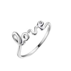 Love Silver Plated Minimalist Ring